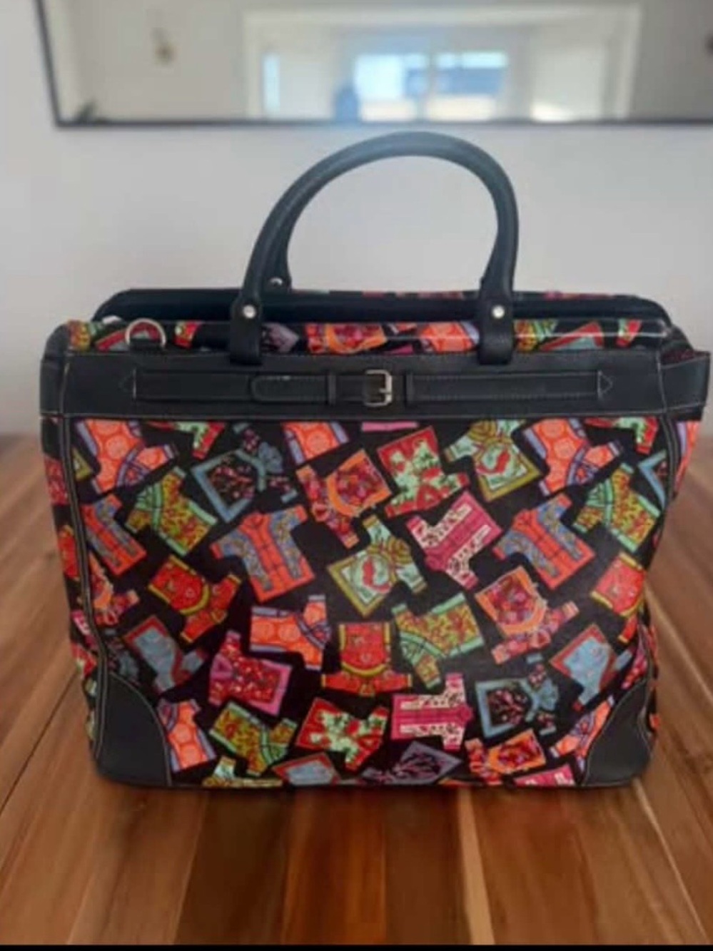 Sydney Love Multicolor Graphic Patterned Men's Briefcase with Black Trim